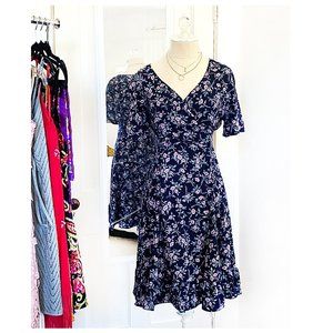 [ VINTAGE ] Navy Floral Baby Doll Dress
